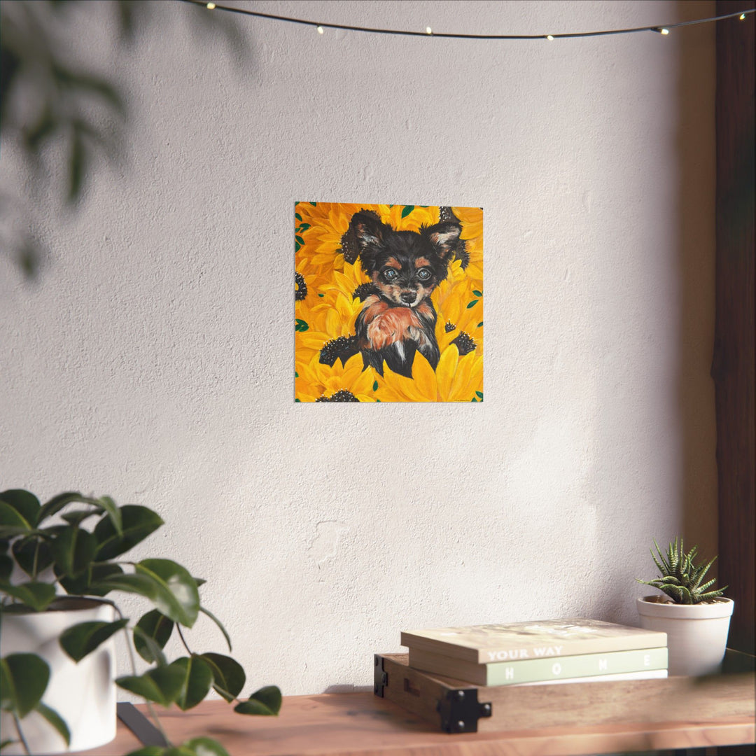 Sunflower Chihuahua Poster Print — Cute Dog Art by Stephanie Davis