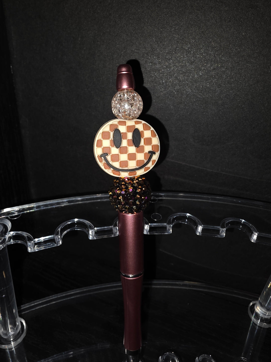 Brown Checkered Smiley Pen