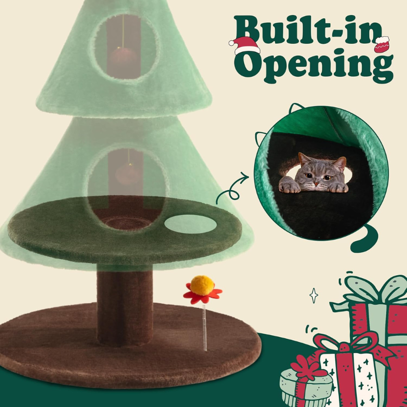 Allewie 63″ Cat Tower – Carpet Cat Tower & Scratcher Tower for Cats