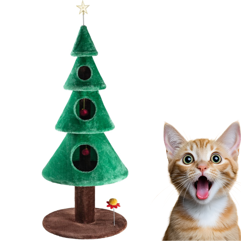 Allewie 63″ Cat Tower – Carpet Cat Tower & Scratcher Tower for Cats
