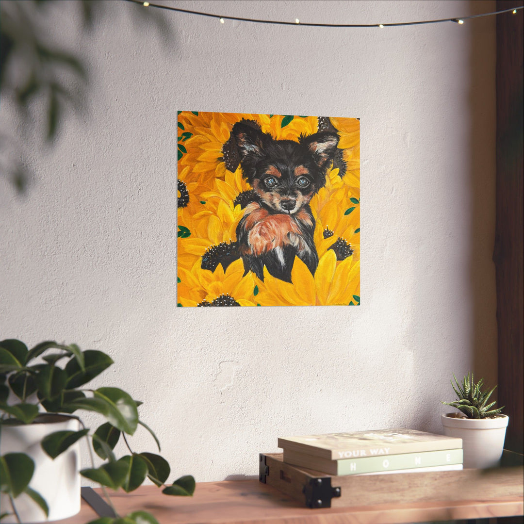 Sunflower Chihuahua Poster Print — Cute Dog Art by Stephanie Davis