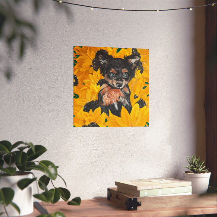 Sunflower Chihuahua Poster Print — Cute Dog Art by Stephanie Davis