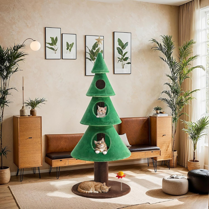 Allewie 63″ Cat Tower – Carpet Cat Tower & Scratcher Tower for Cats