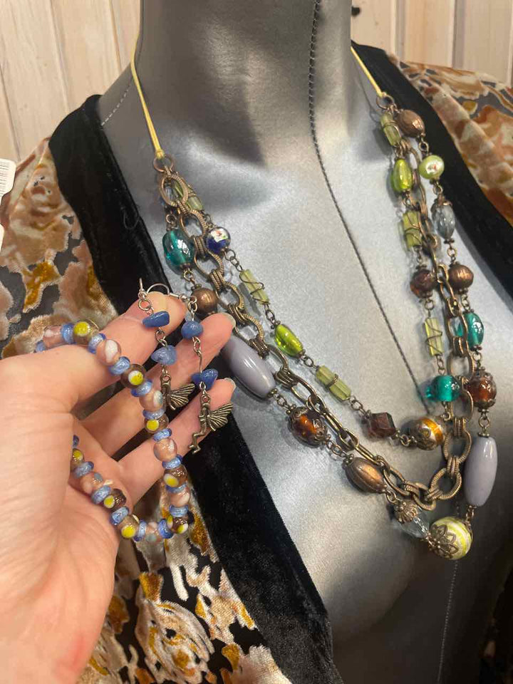 Jewelry - Necklace, Earrings &  Beaded Bracelet