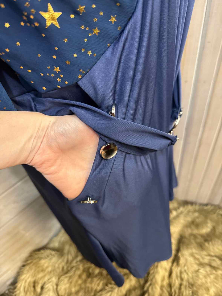 3X - Navy Shimmer Star Dress