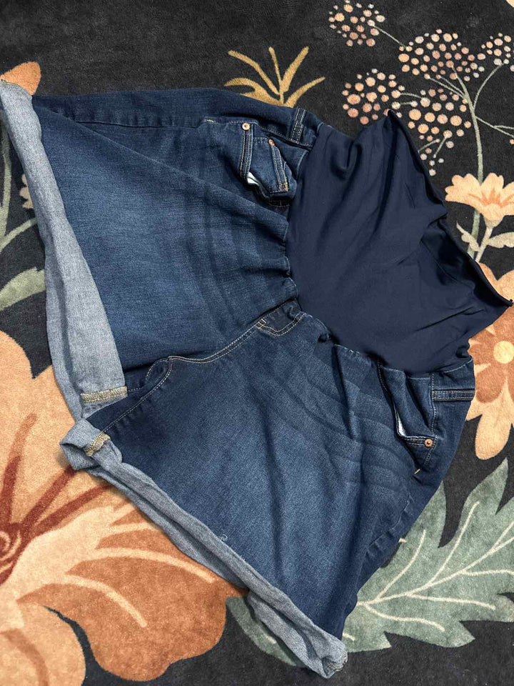 3X - Indigo Blue Maternity Shorts