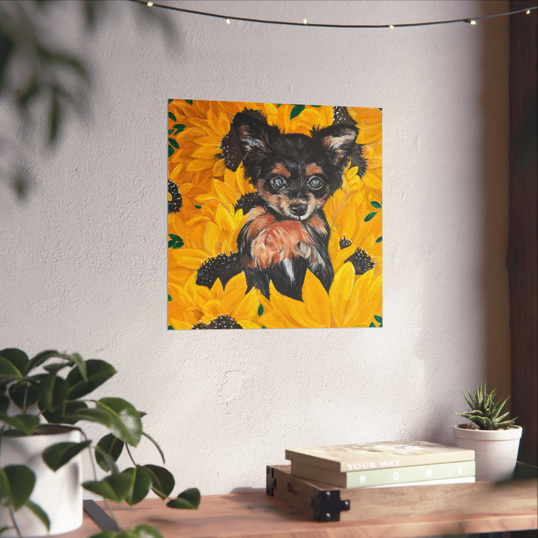 Sunflower Chihuahua Poster Print — Cute Dog Art by Stephanie Davis