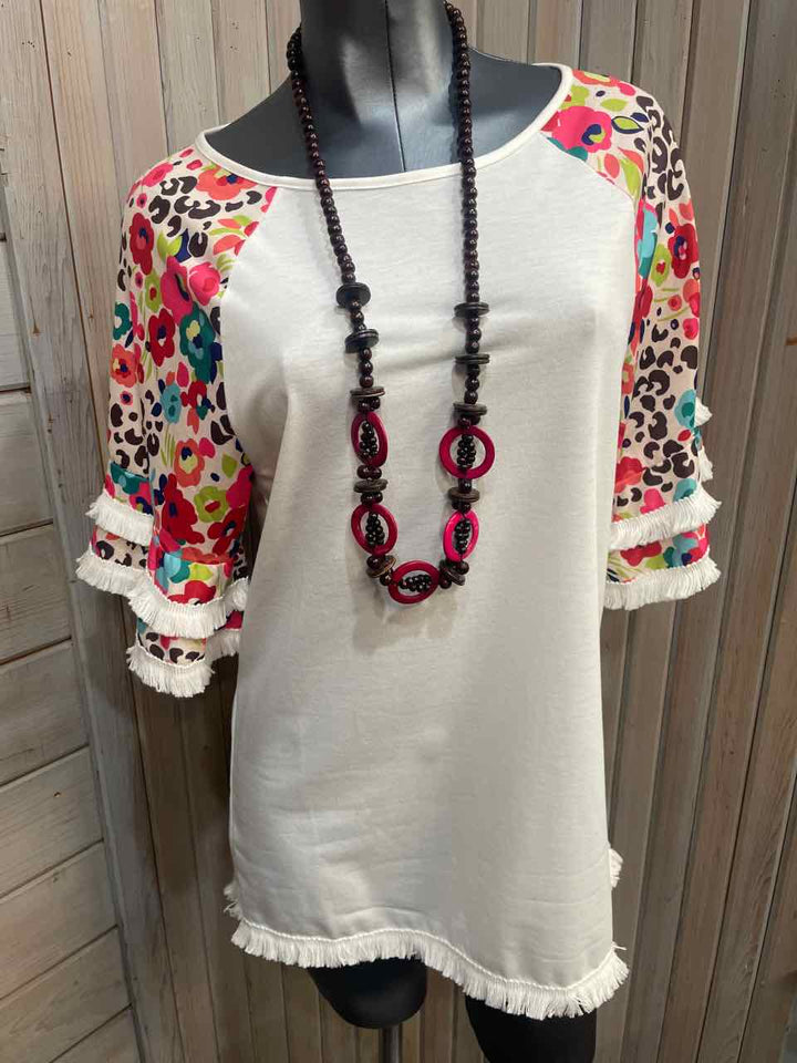 M - Fringy Sleeve T-Shirt