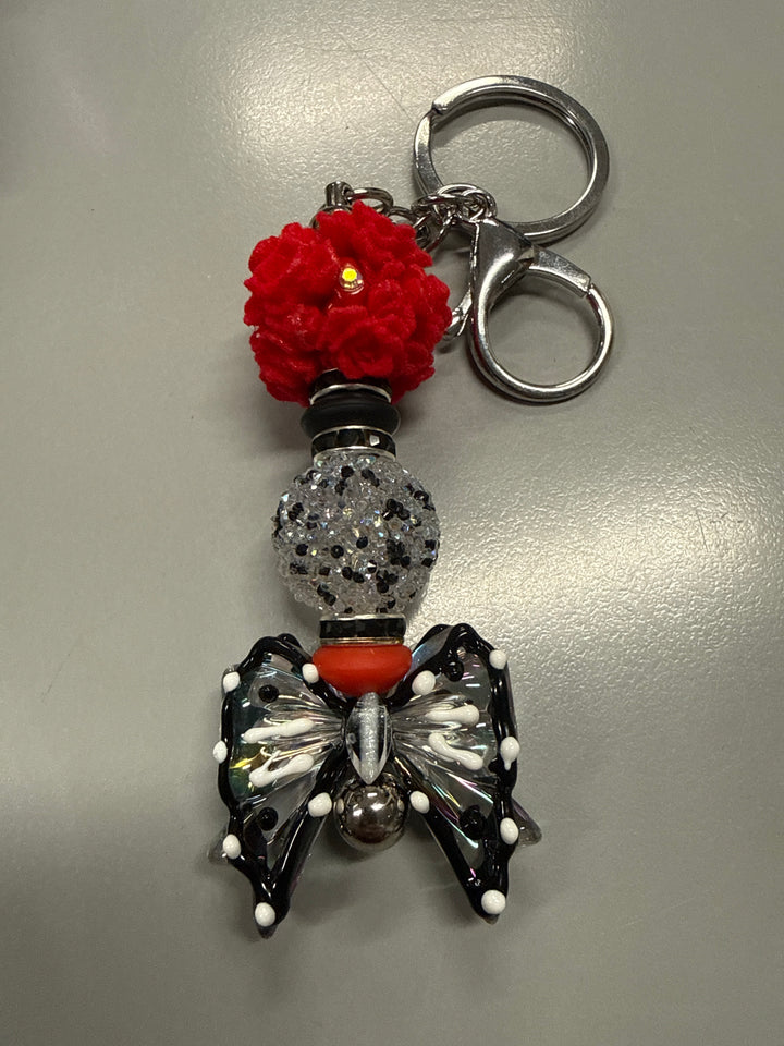 Black & Red Bow Keychain