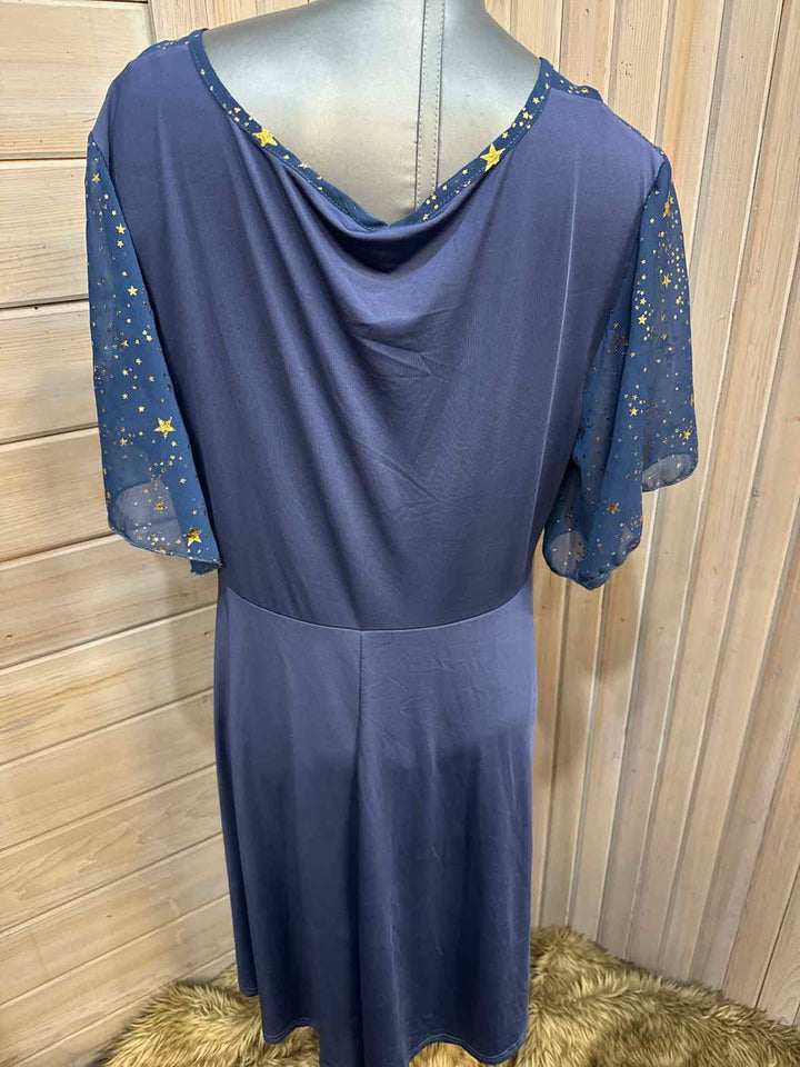 3X - Navy Shimmer Star Dress