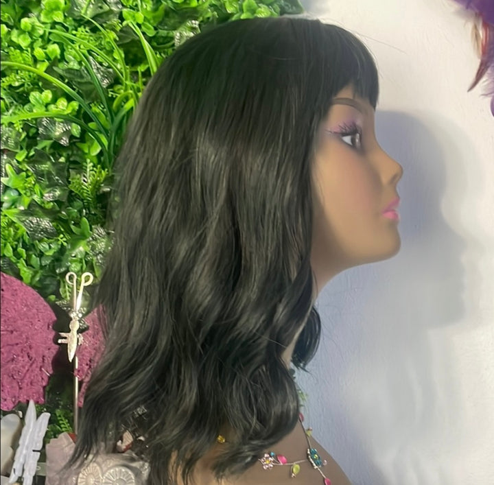 Greenish Black Wavy Bob