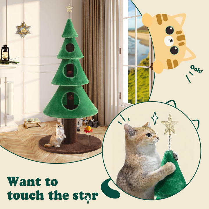 Allewie 63″ Cat Tower – Carpet Cat Tower & Scratcher Tower for Cats