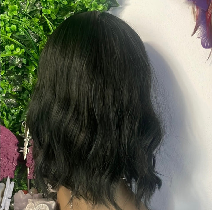 Greenish Black Wavy Bob