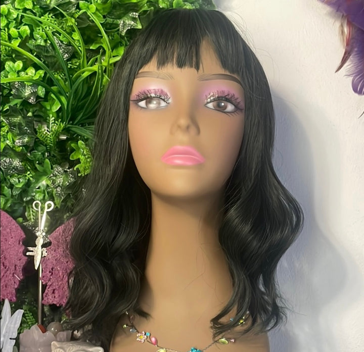Greenish Black Wavy Bob