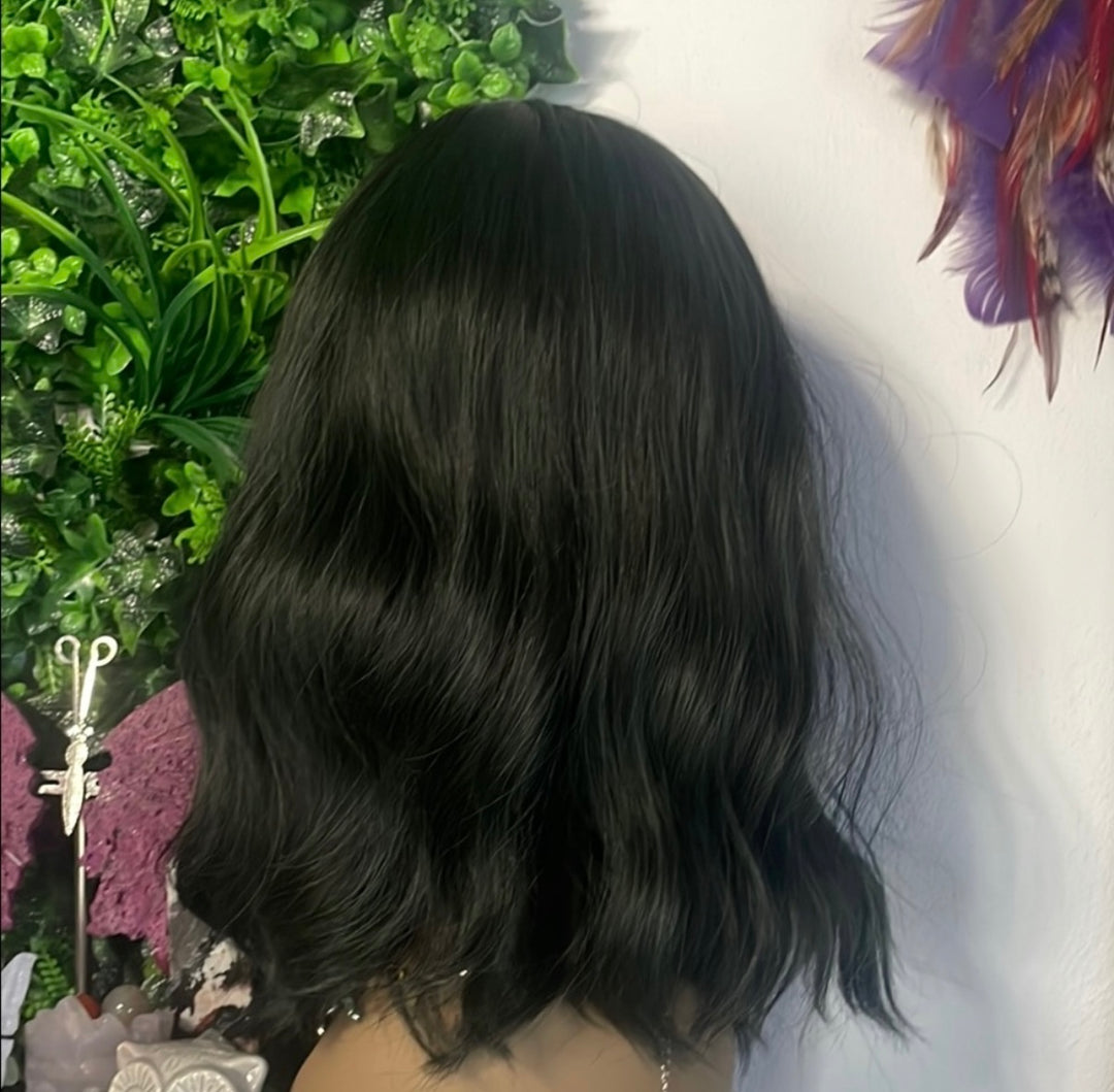Greenish Black Wavy Bob
