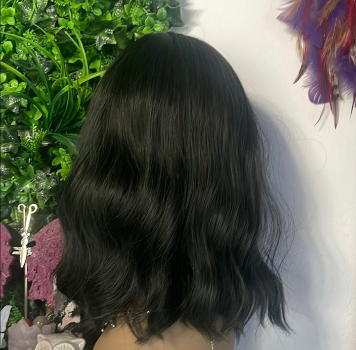 Greenish Black Wavy Bob