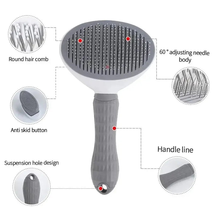 Self-Cleaning Pet Hair Removal Brush for Grooming
