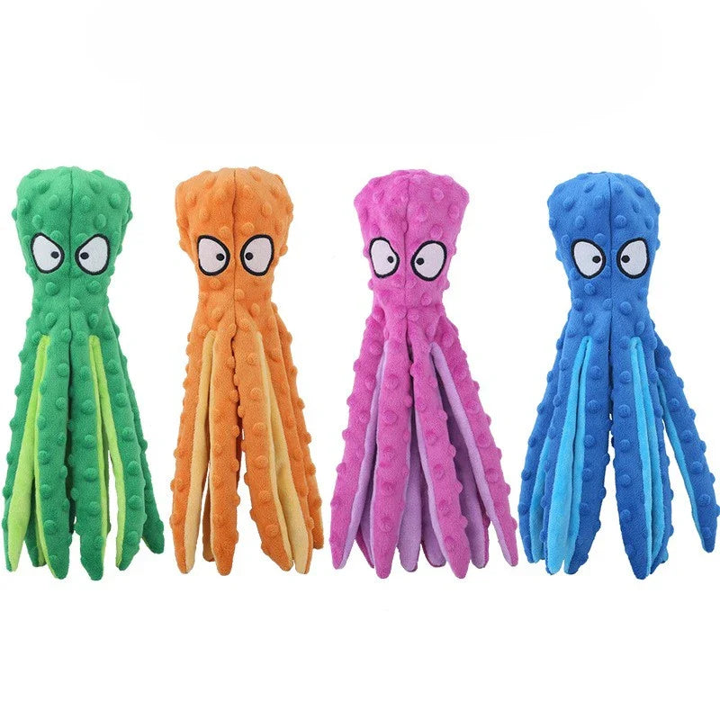 Plush Octopus Dog Toy – Bite Resistant, Squeaky & Interactive
