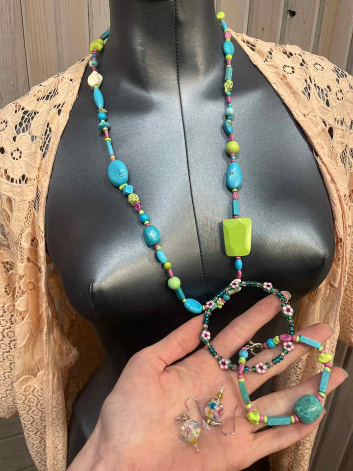 Jewelry - Necklace with 2 Bracelets & Earrings