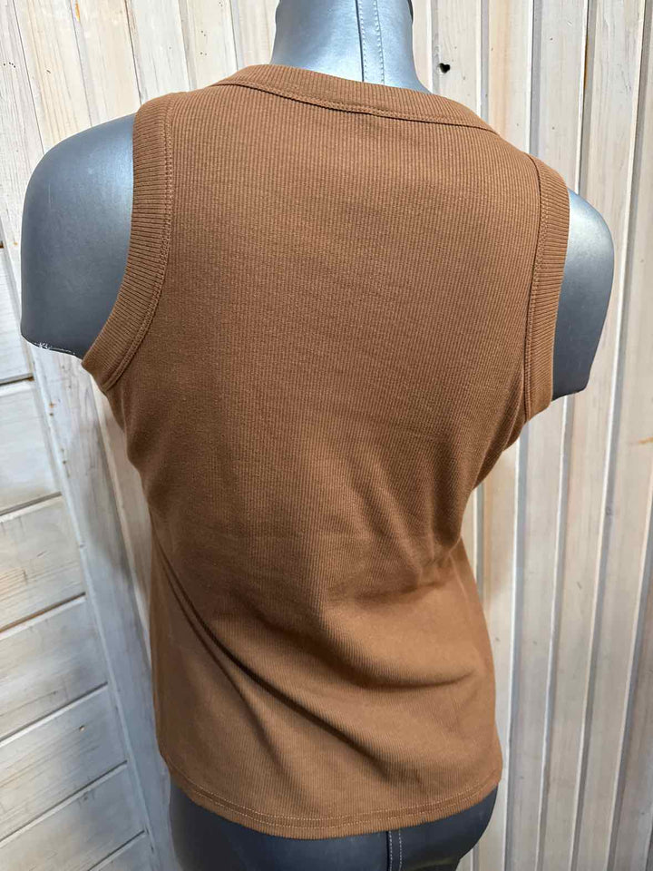 XL - Brown Ribbed Tank