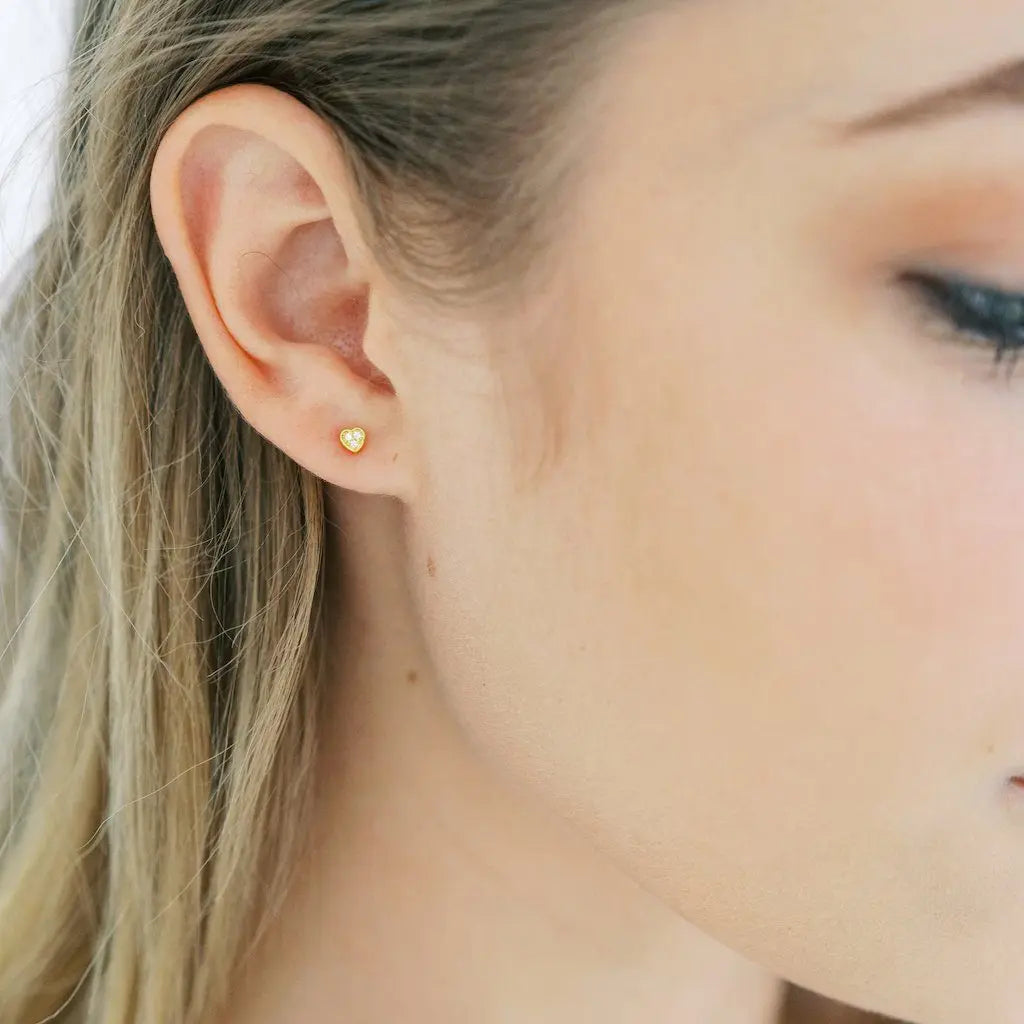 Mini Heart Crystal Stud Earrings