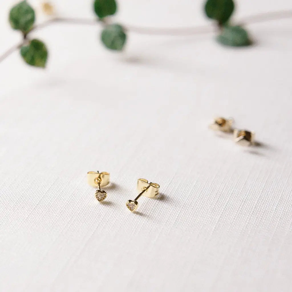 Mini Heart Crystal Stud Earrings