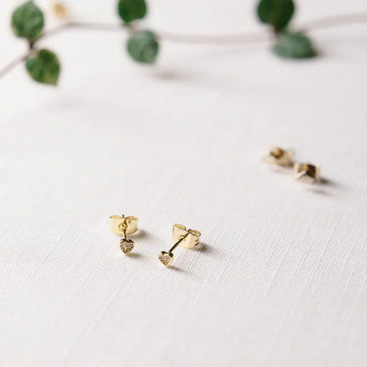 Mini Heart Crystal Stud Earrings