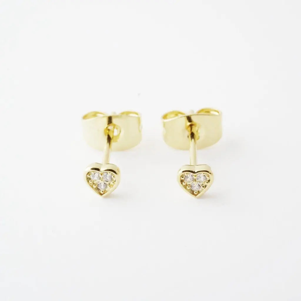 Mini Heart Crystal Stud Earrings