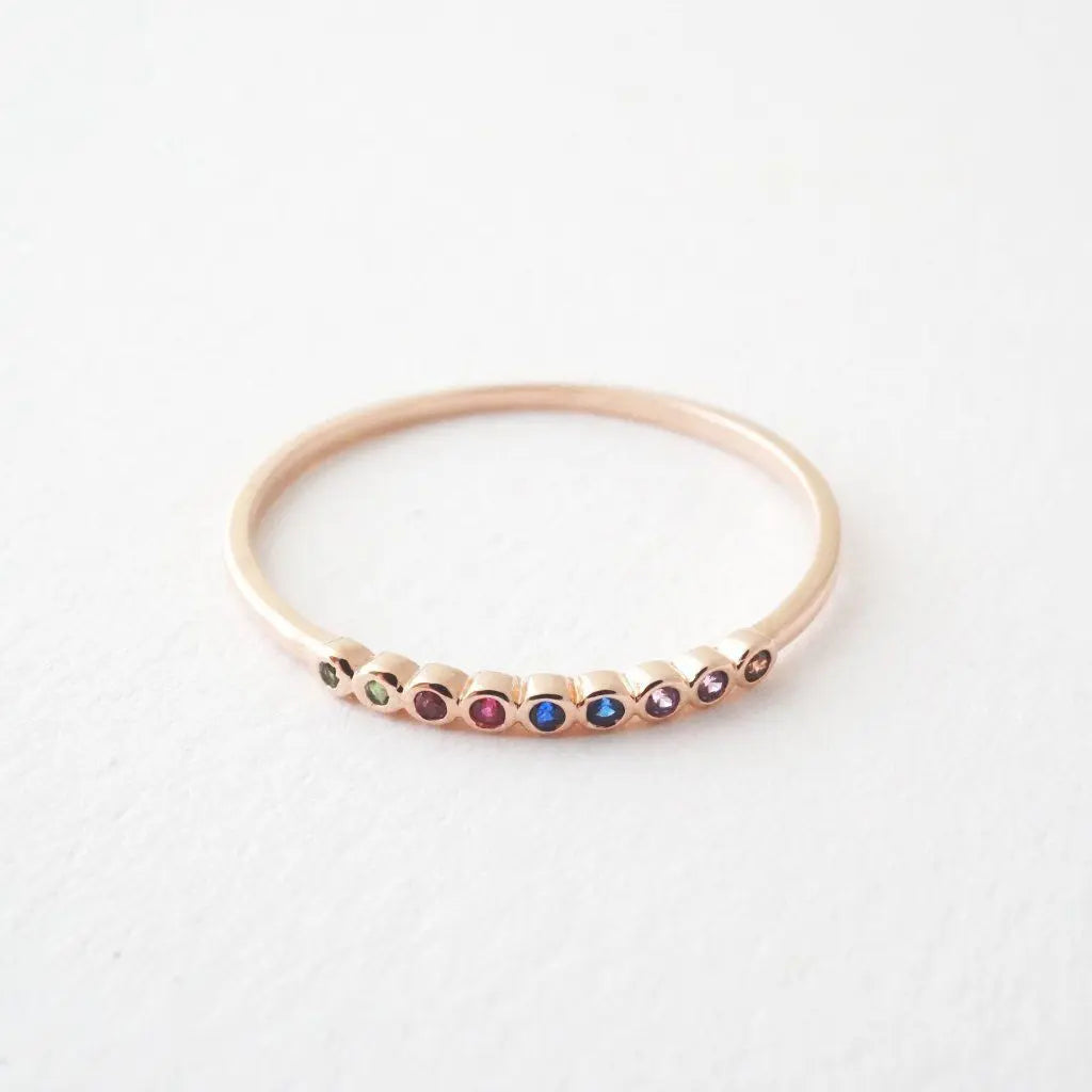 Rainbow Bezel Ring