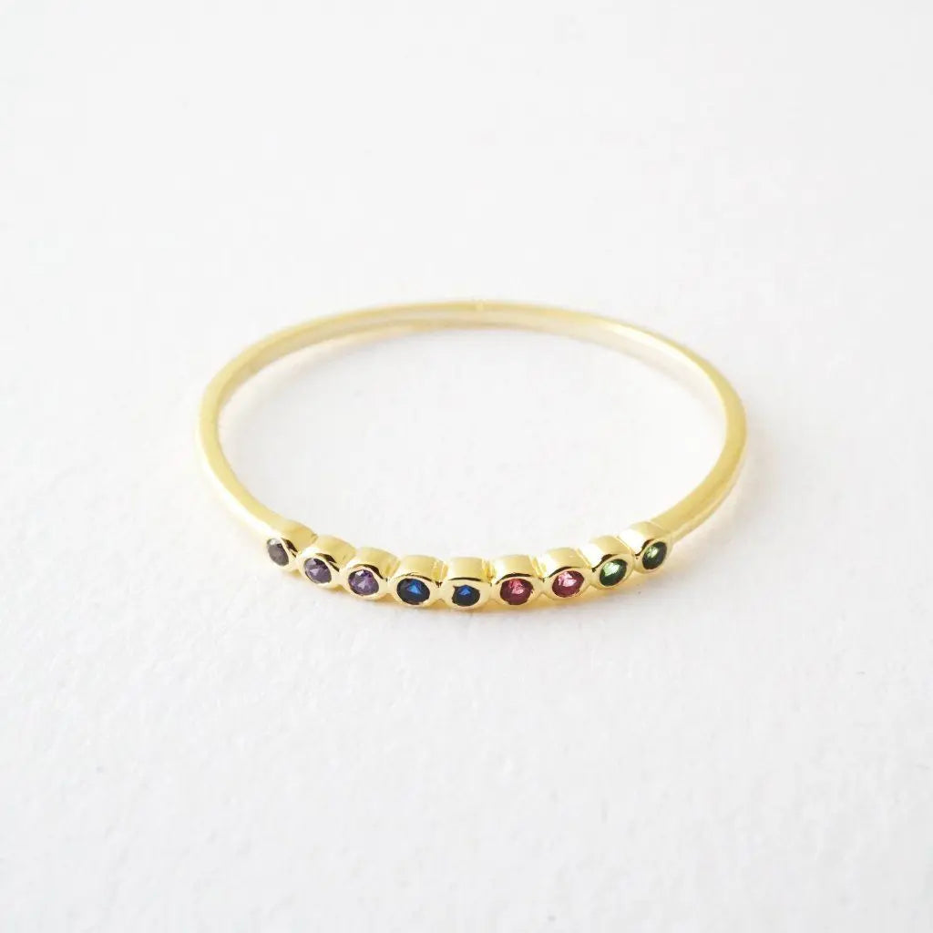 Rainbow Bezel Ring