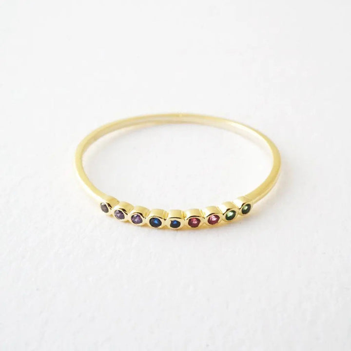 Rainbow Bezel Ring