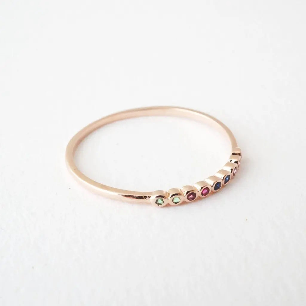Rainbow Bezel Ring