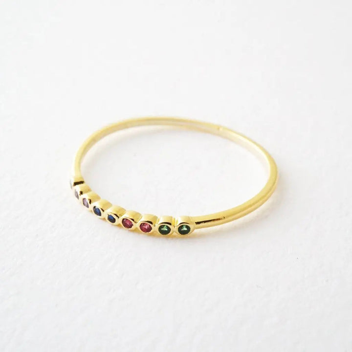 Rainbow Bezel Ring