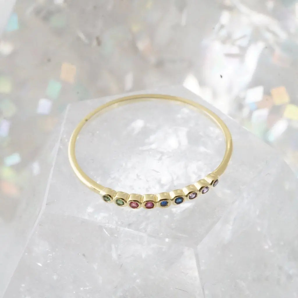 Rainbow Bezel Ring