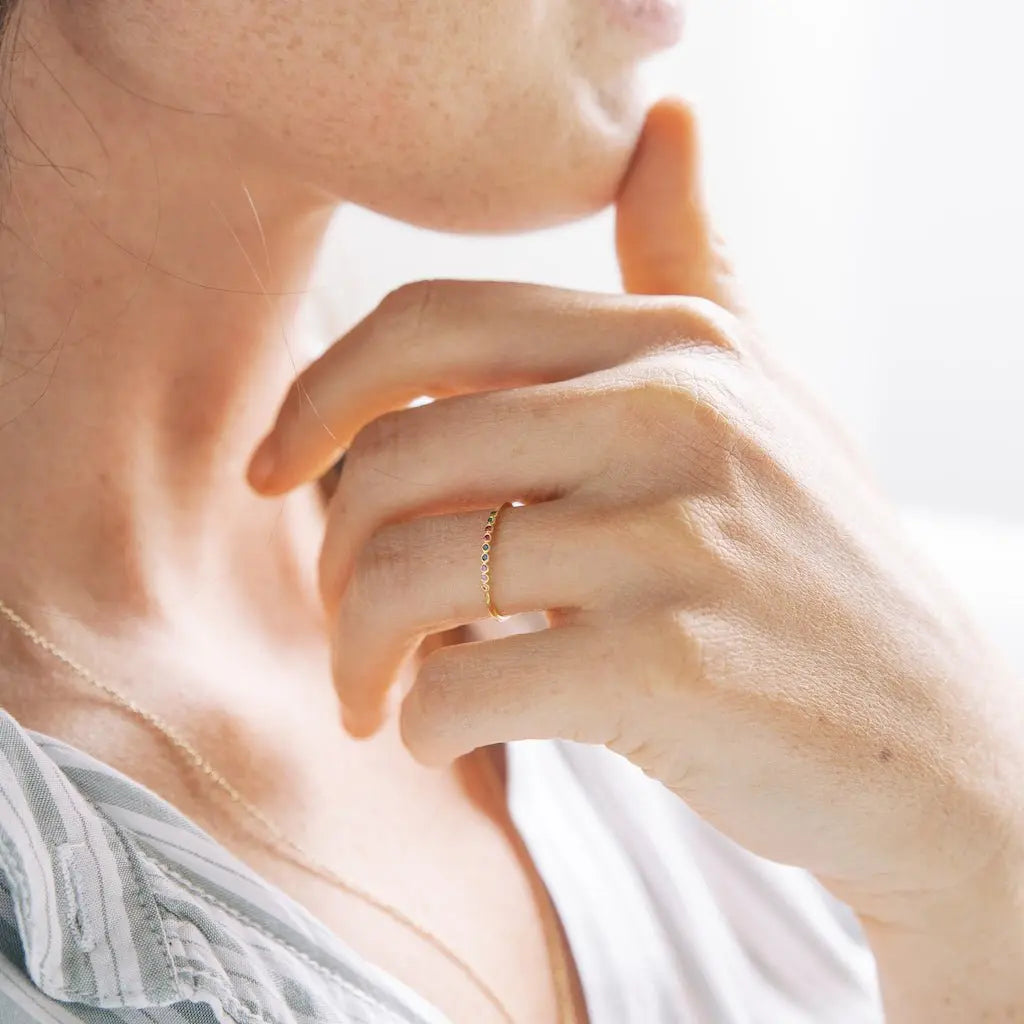 Rainbow Bezel Ring