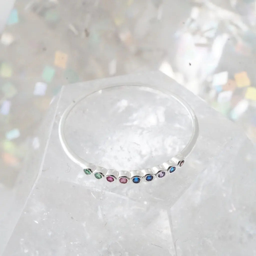 Rainbow Bezel Ring