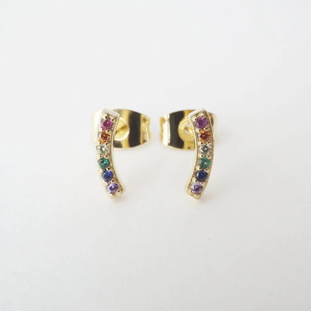 Rainbow Crystal Arc Earrings