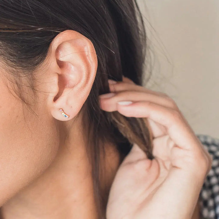 Rainbow Crystal Arc Earrings