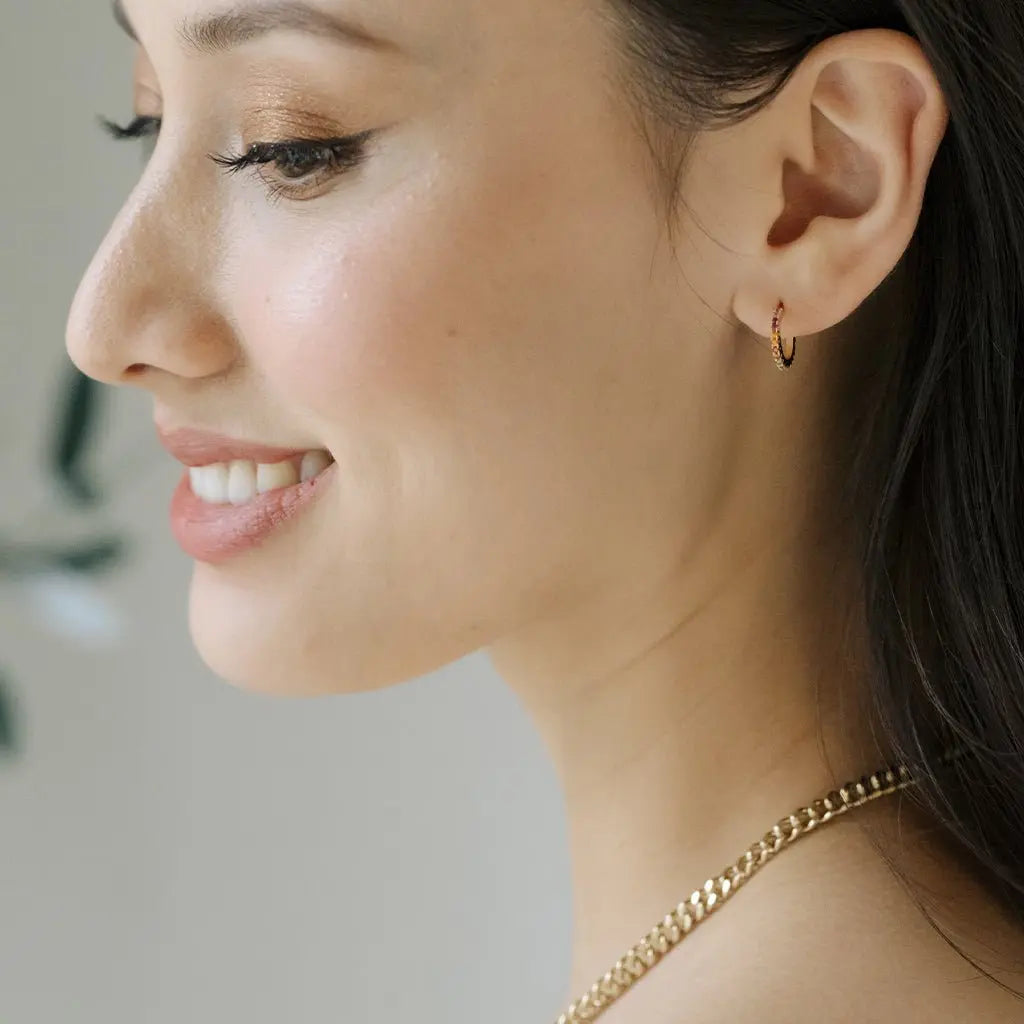 Rainbow Crystal Huggie Hoops