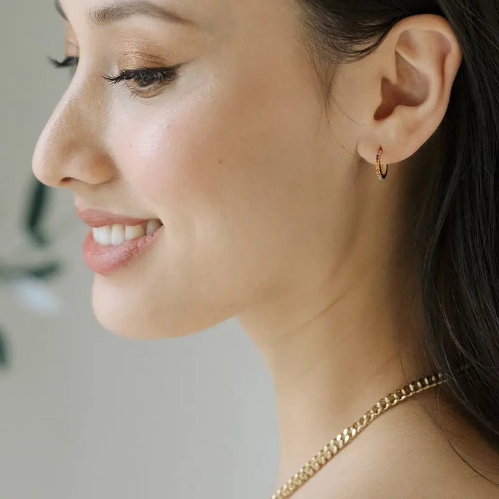 Rainbow Crystal Huggie Hoops