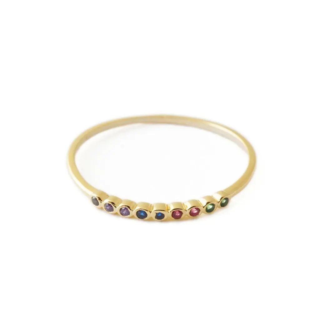 Rainbow Bezel Ring