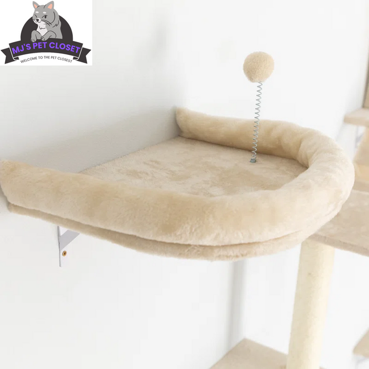 Elevate Your Cat's Playtime with the Darkiel 7-Piece Wall-Mounted Climbing Tower