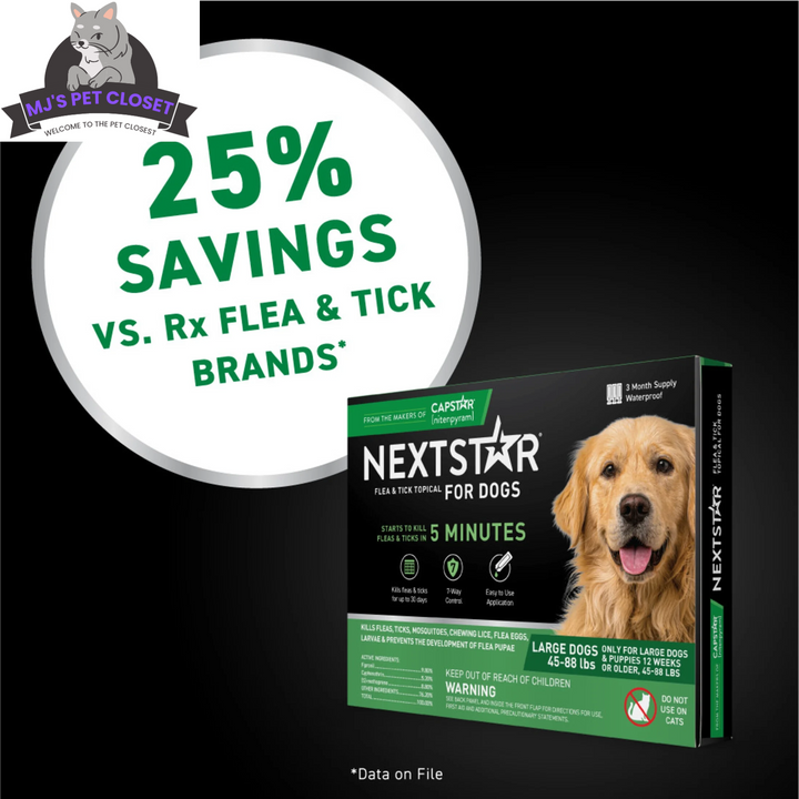 Protect Your Dog from Fleas & Ticks with NEXTSTAR: Fast-Acting 3-Month Supply for Dogs 45-88 Lbs